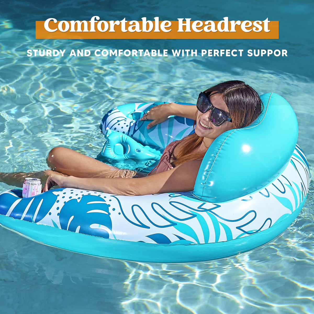 Inflatable Pool Floats 3 Pack with Cup Holders Blue Green Pink R8741
